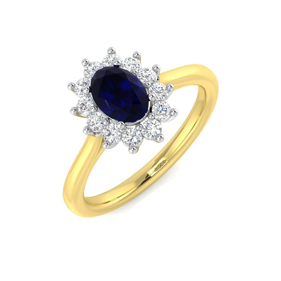 9ct Two-Tone Gold 0.94ct Blue Sapphire Ring