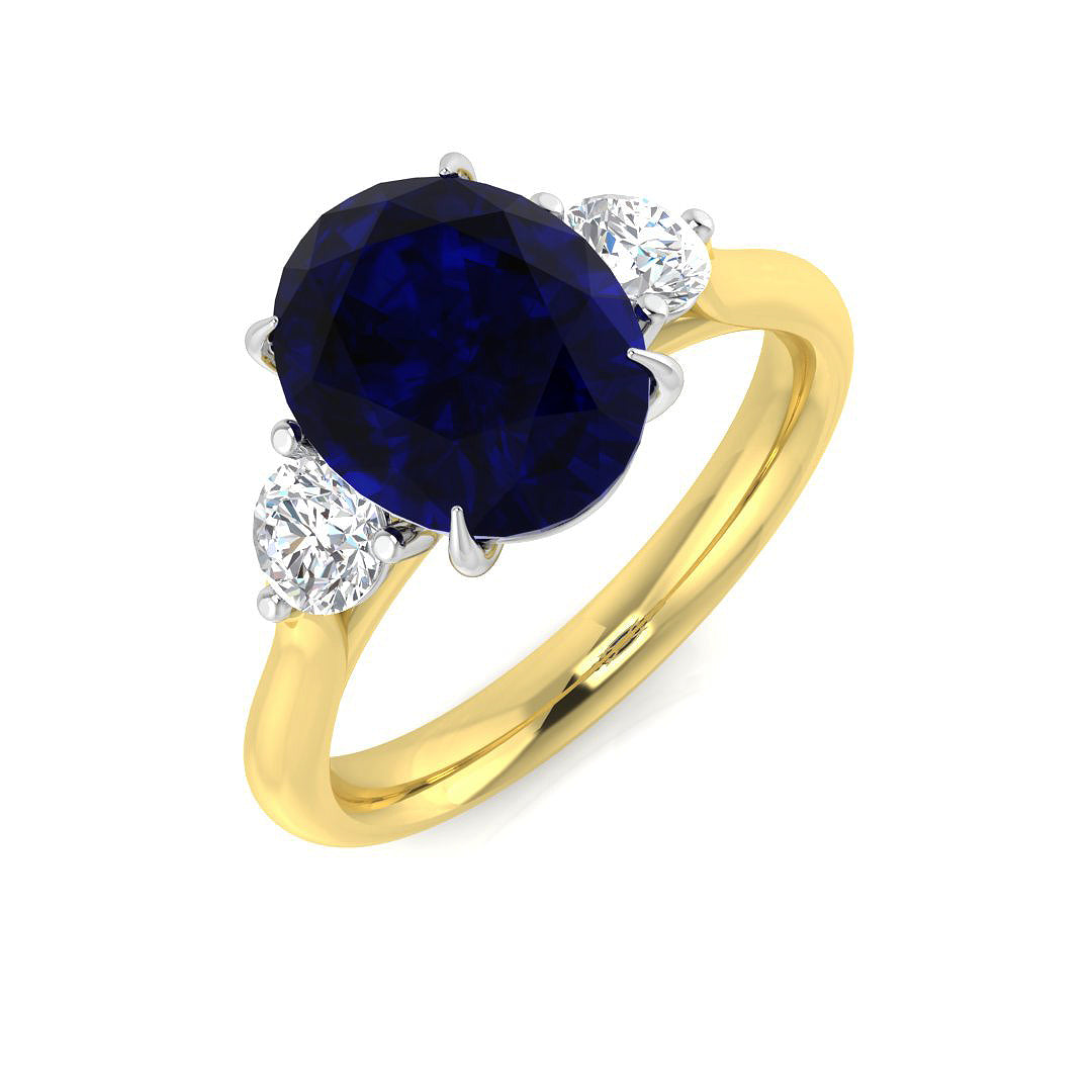 18ct Two-Tone Gold 3.13ct Blue Sapphire Ring