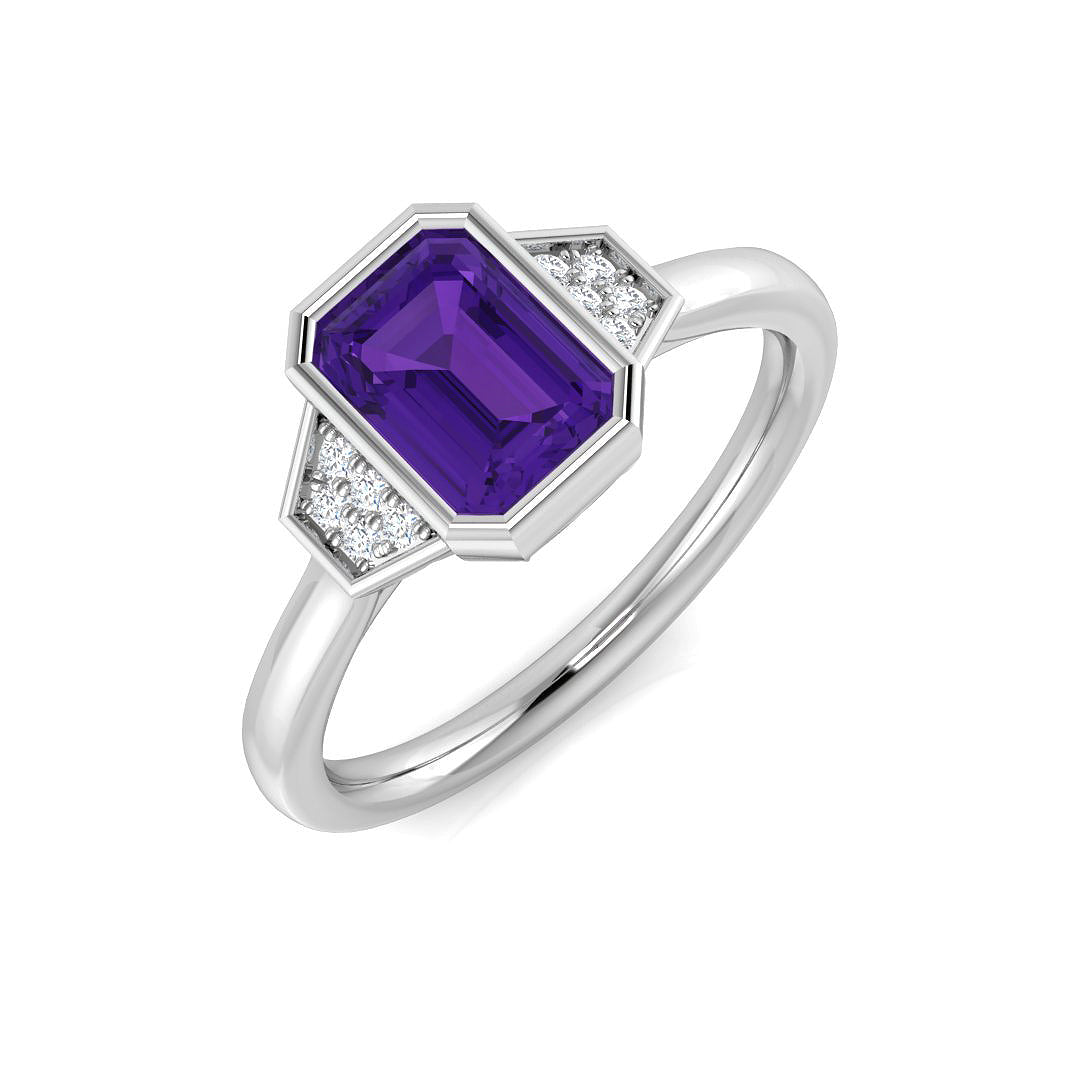 9ct White Gold 1.00ct Amethyst Ring