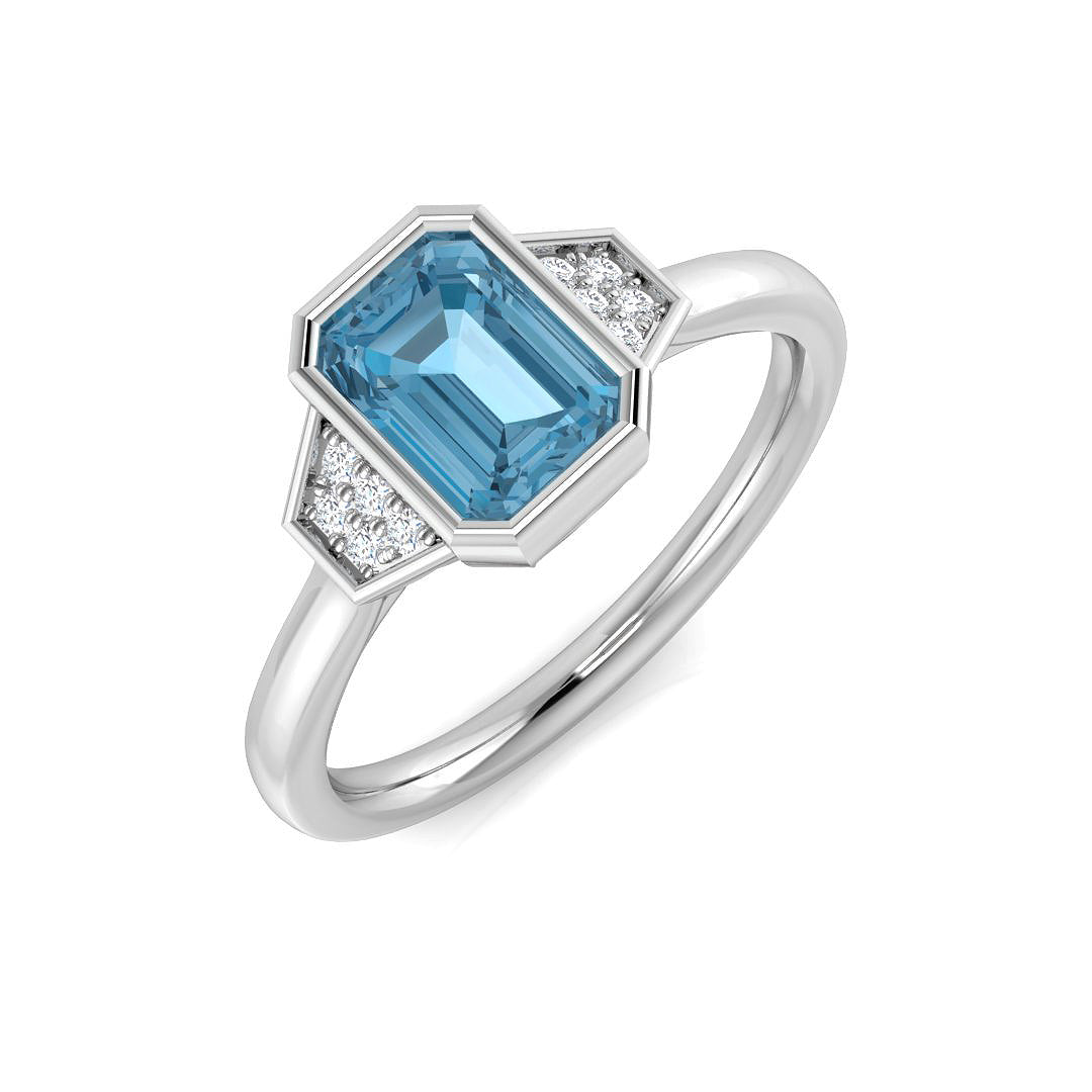 9ct White Gold 1.14ct Sky Blue Topaz Ring