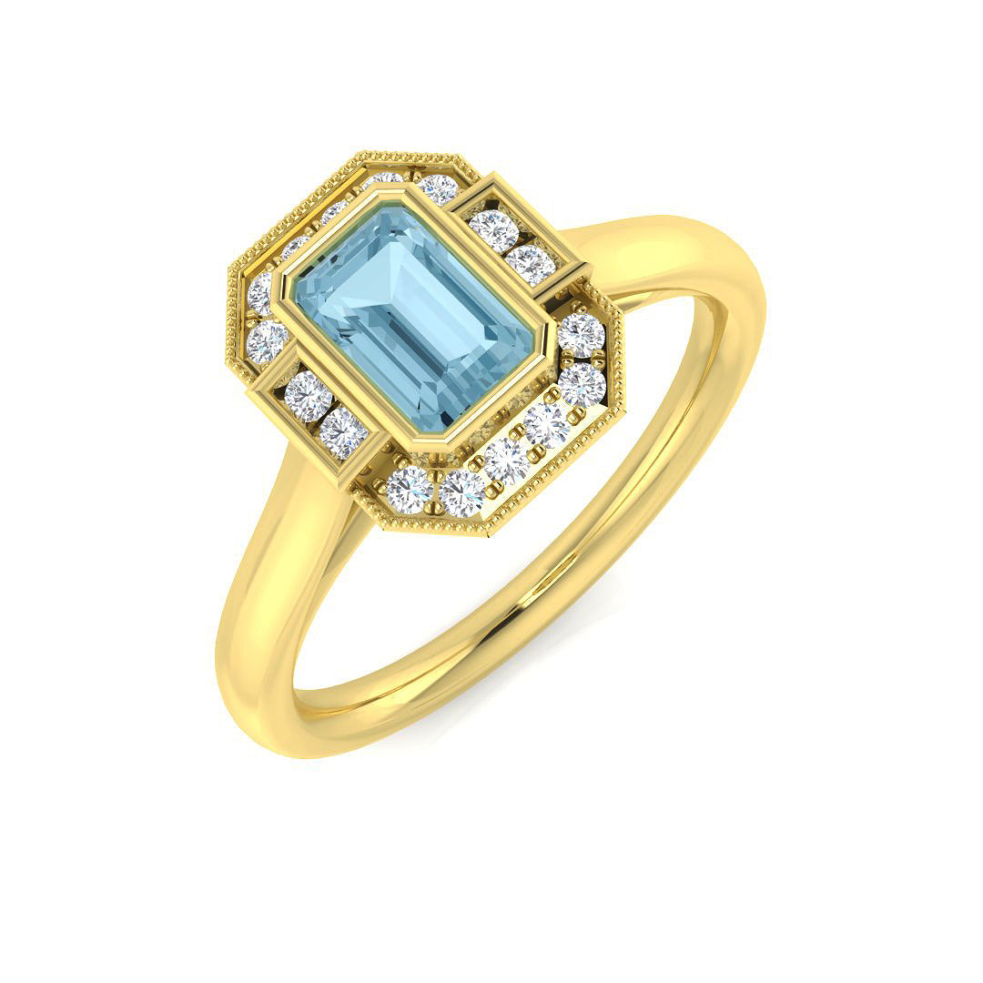 9ct Yellow Gold 0.62ct Aquamarine Ring