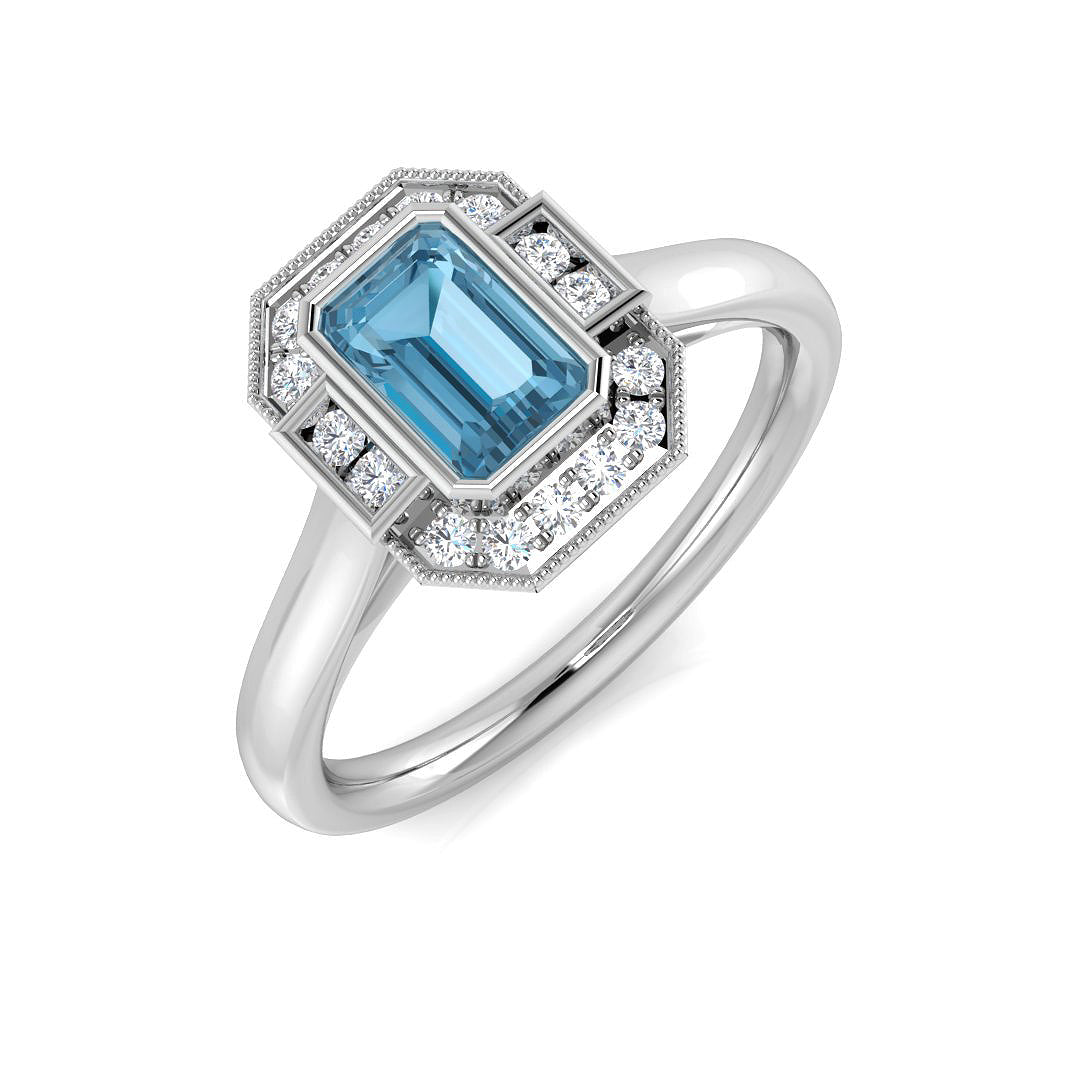 9ct White Gold 0.79ct Sky Blue Topaz Ring