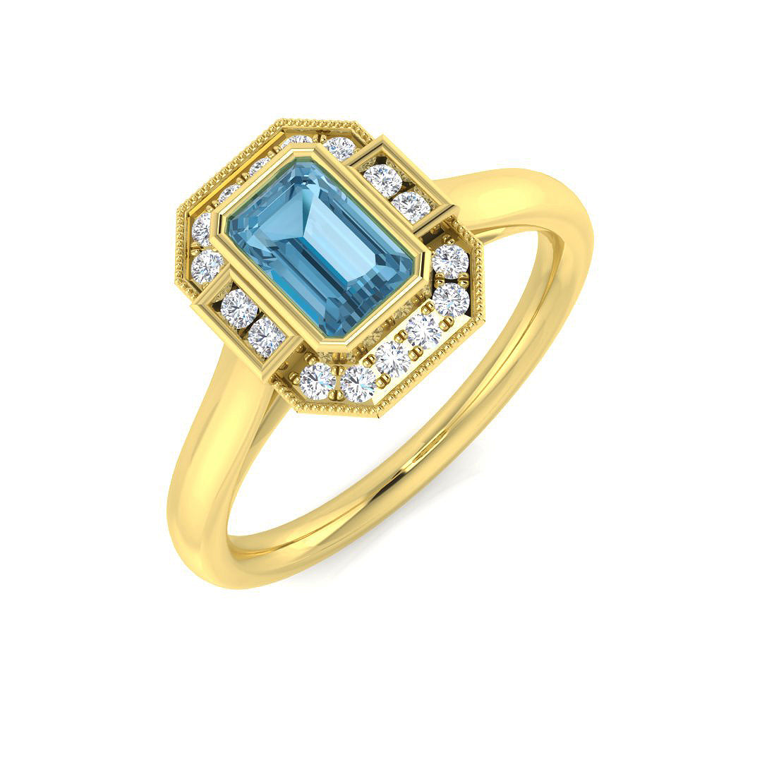 9ct Yellow Gold 0.79ct Sky Blue Topaz Ring