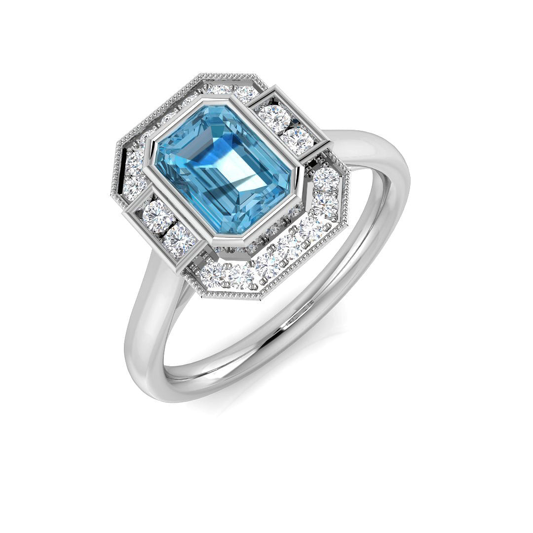 9ct White Gold 1.49ct Sky Blue Topaz Ring