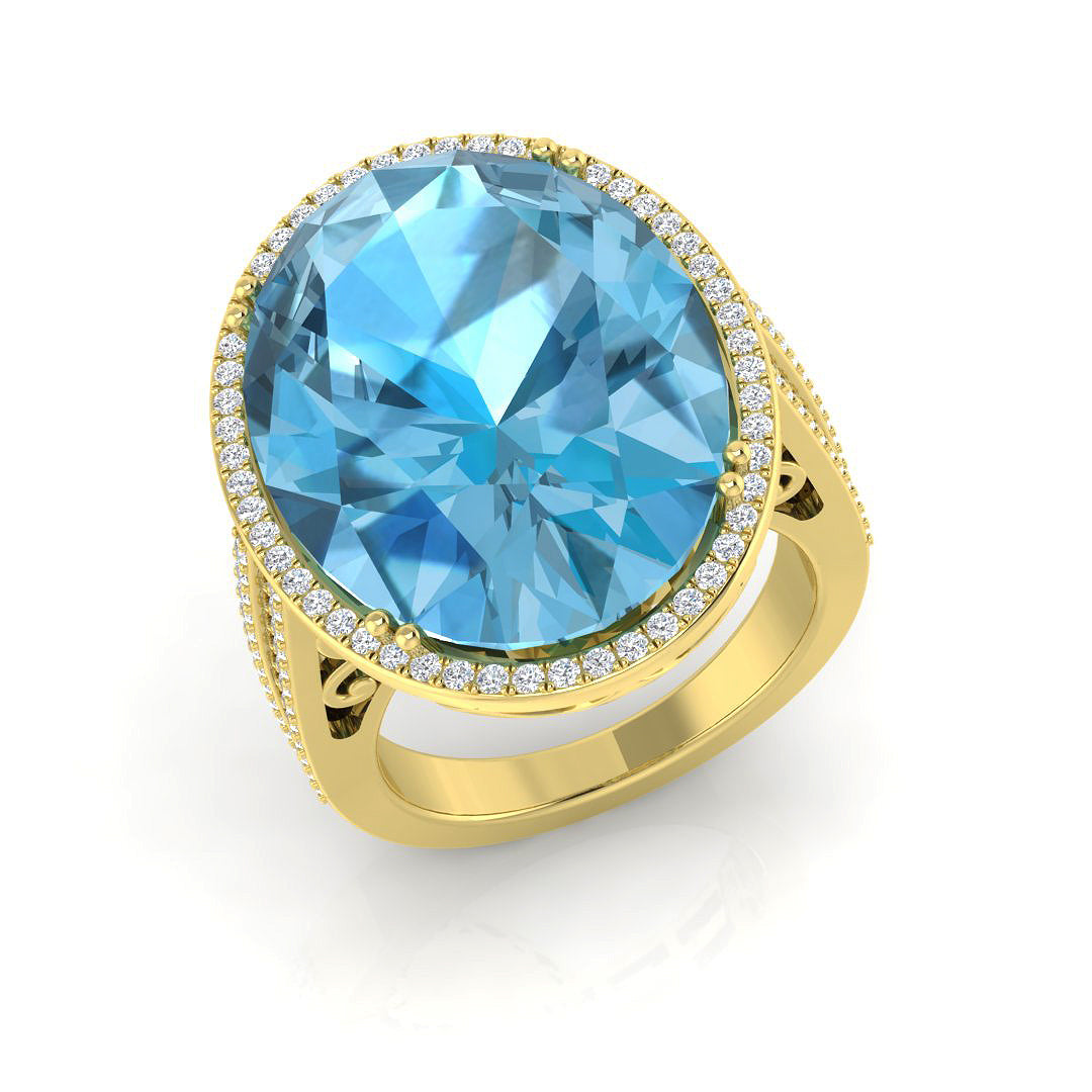 9ct Yellow Gold 19.84ct Sky Blue Topaz Ring