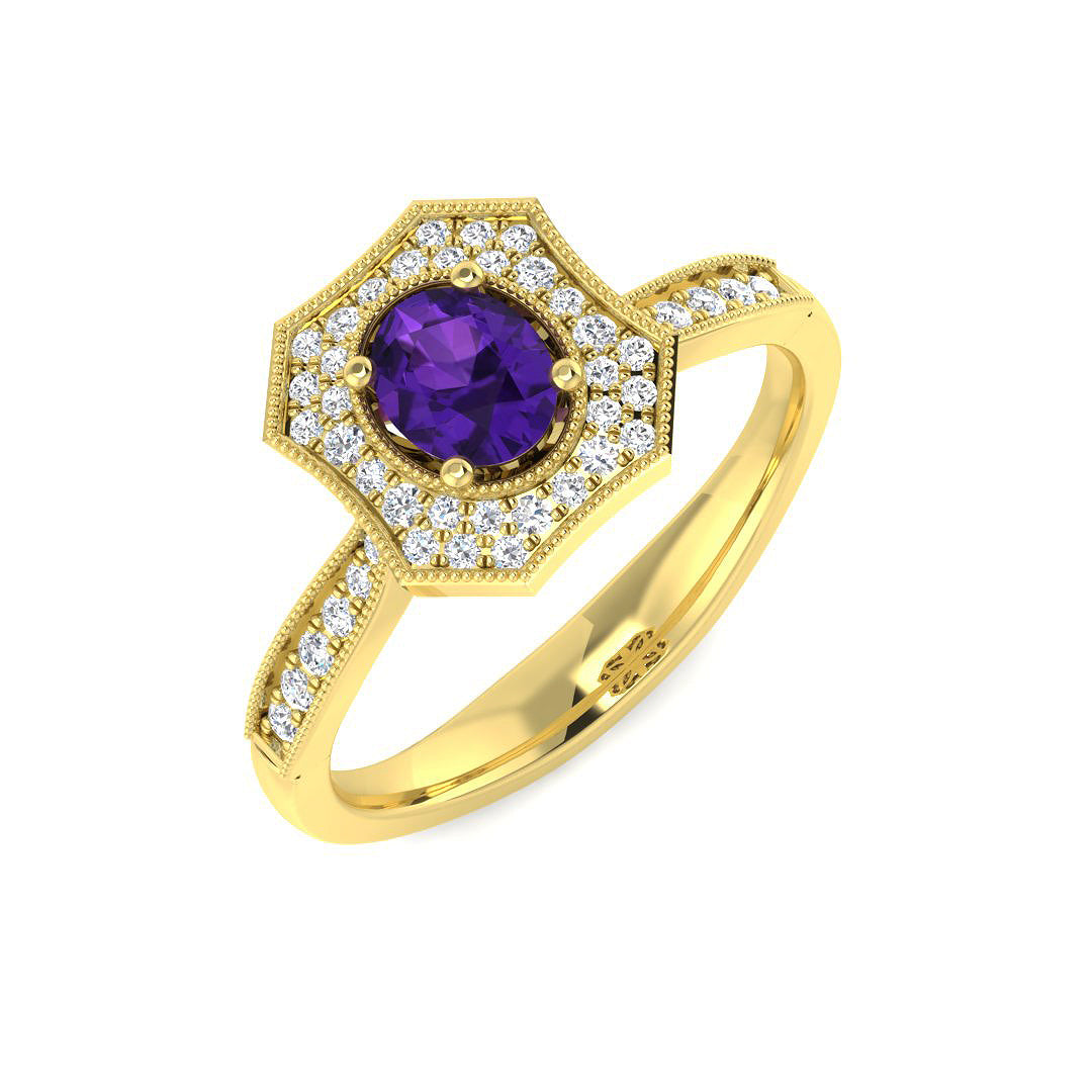 9ct Yellow Gold 0.51ct Amethyst Ring
