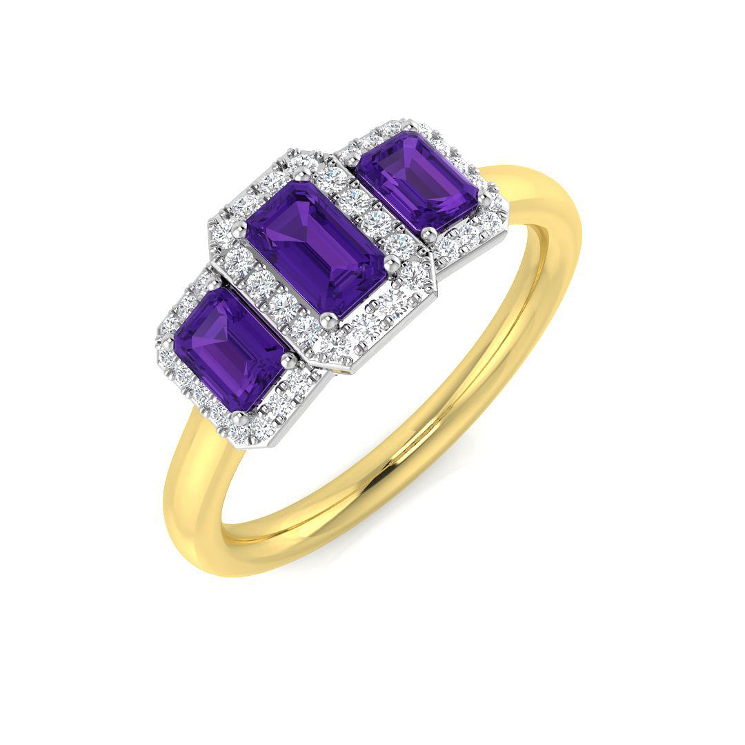 9ct Two-Tone Gold 0.88ct Amethyst Ring