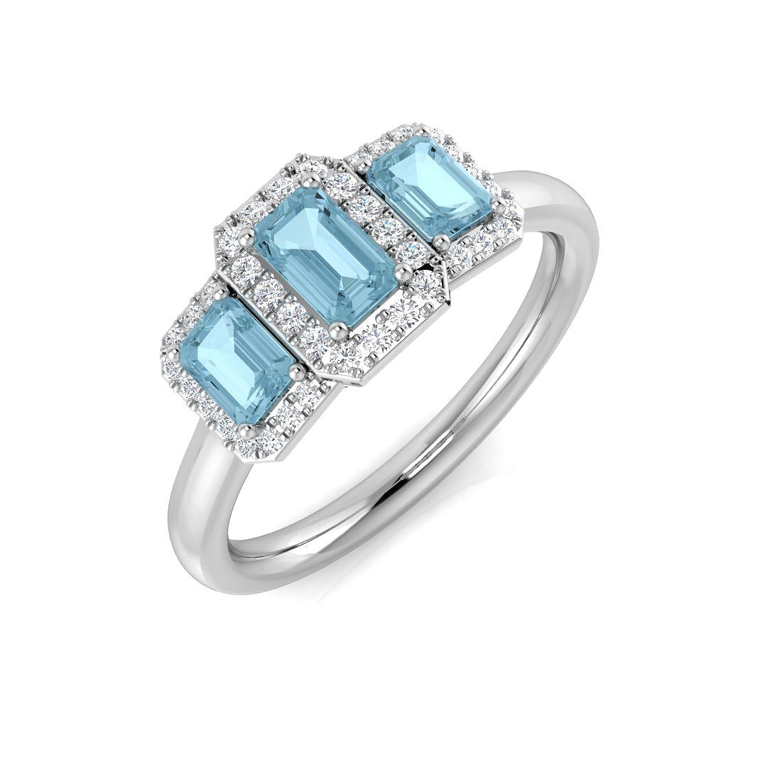 9ct White Gold 0.90ct Aquamarine Ring