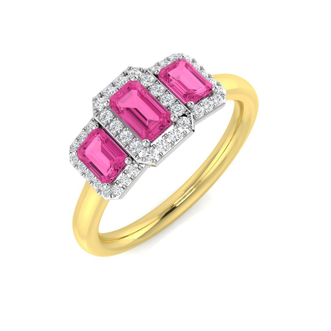 18ct Two-Tone Gold 0.84ct Pink Sapphire Ring