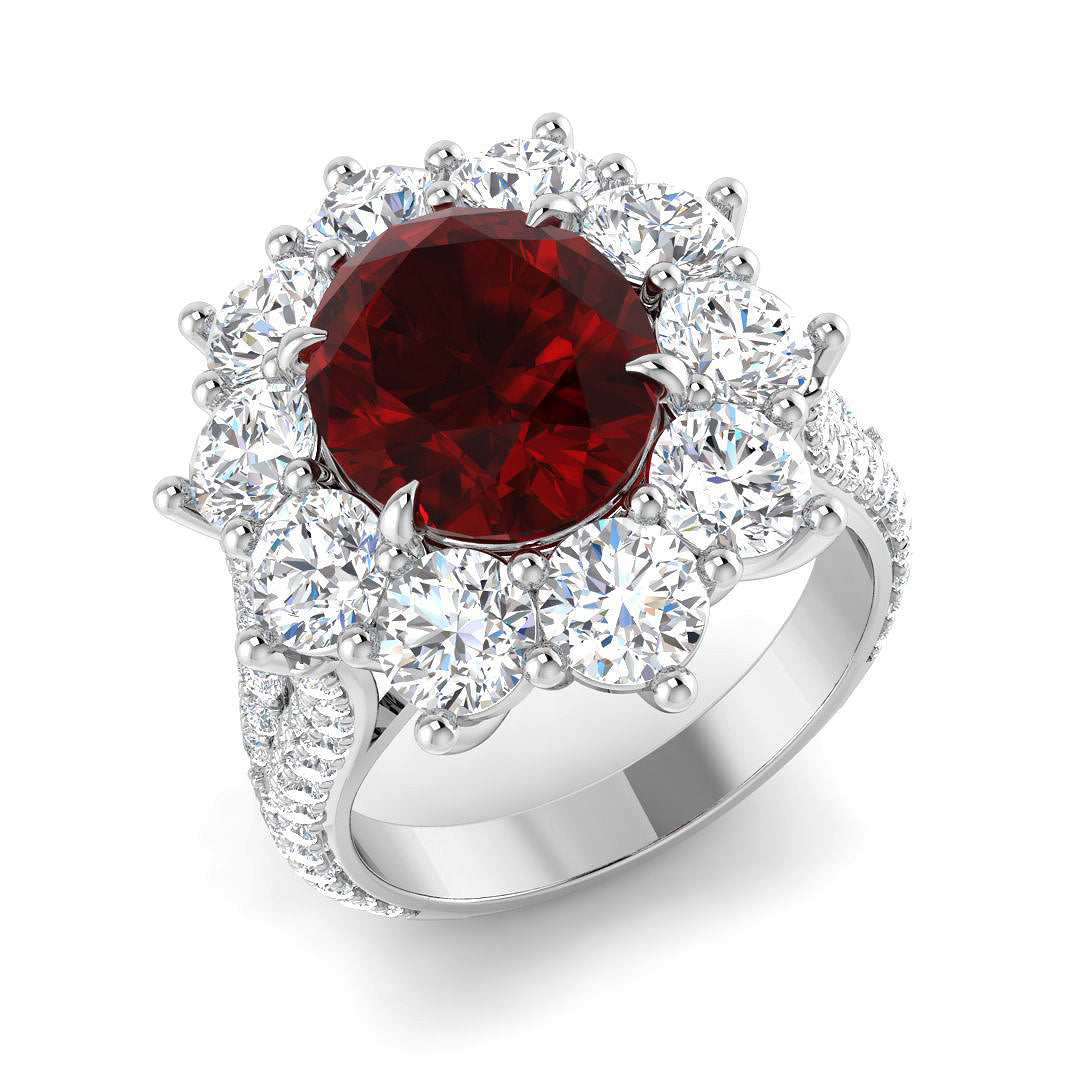 9ct White Gold 9.31ct Laboratory Grown Lab Ruby Ring
