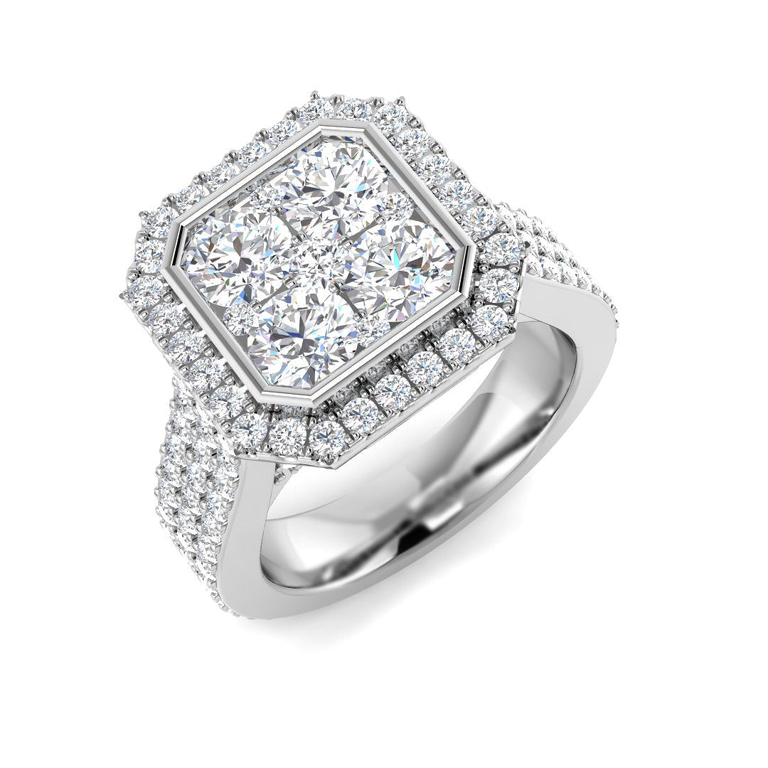 9ct White Gold 2.85ct Laboratory Grown CVD Ring