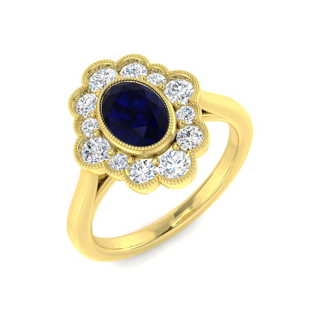 18ct Yellow Gold 1.56ct Blue Sapphire Ring