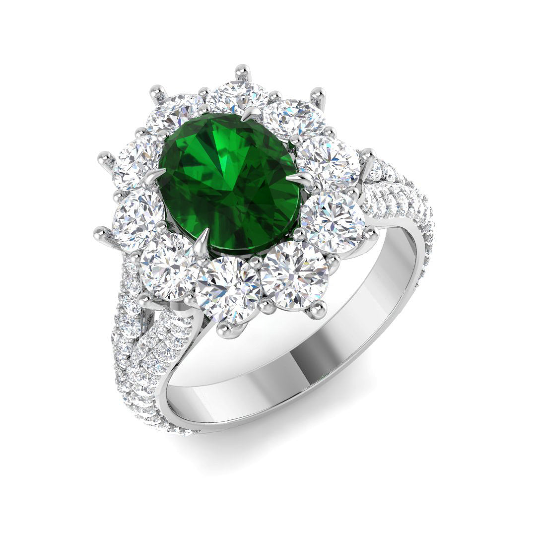 Platinum 4.15ct Laboratory Grown Lab Emerald Ring