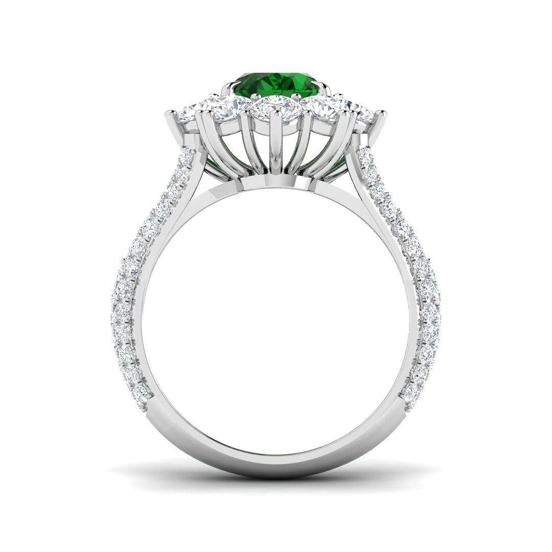 Platinum 4.15ct Laboratory Grown Lab Emerald Ring