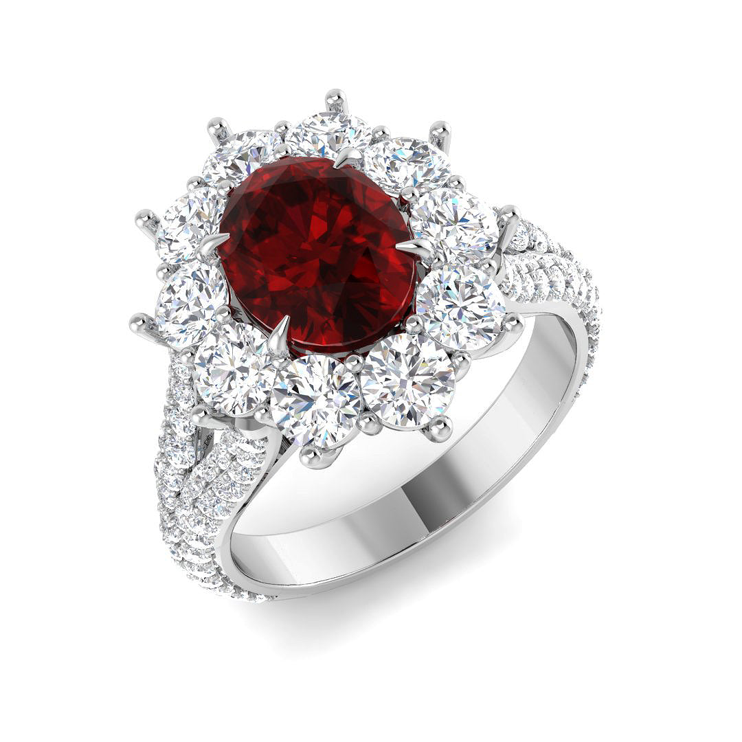 Platinum 5.00ct Laboratory Grown Lab Ruby Ring