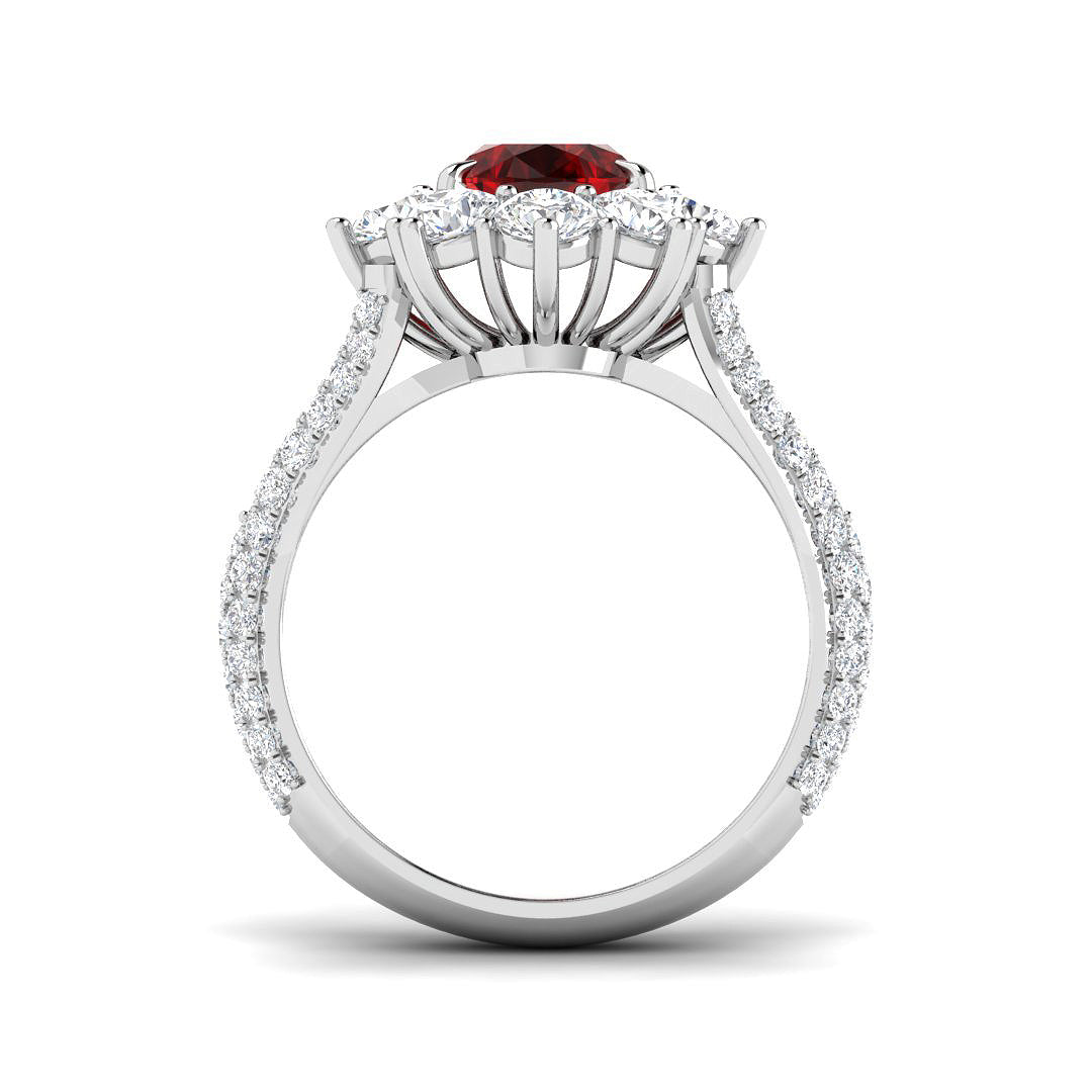 Platinum 5.00ct Laboratory Grown Lab Ruby Ring