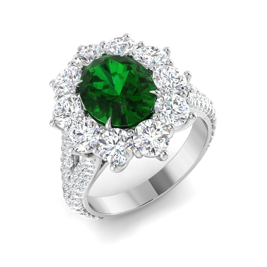 Platinum 4.83ct Laboratory Grown Lab Emerald Ring