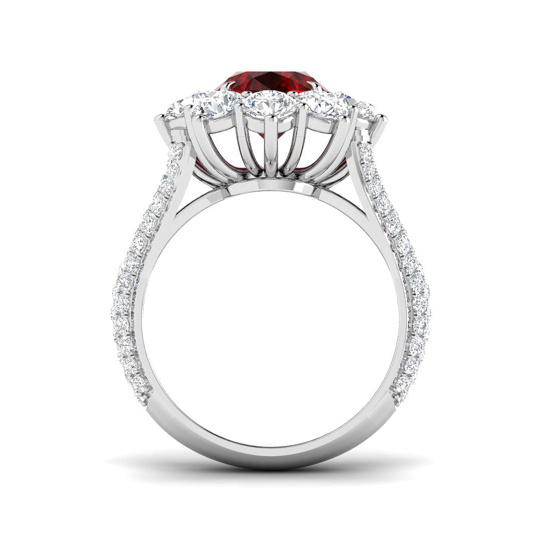 Platinum 6.34ct Laboratory Grown Lab Ruby Ring