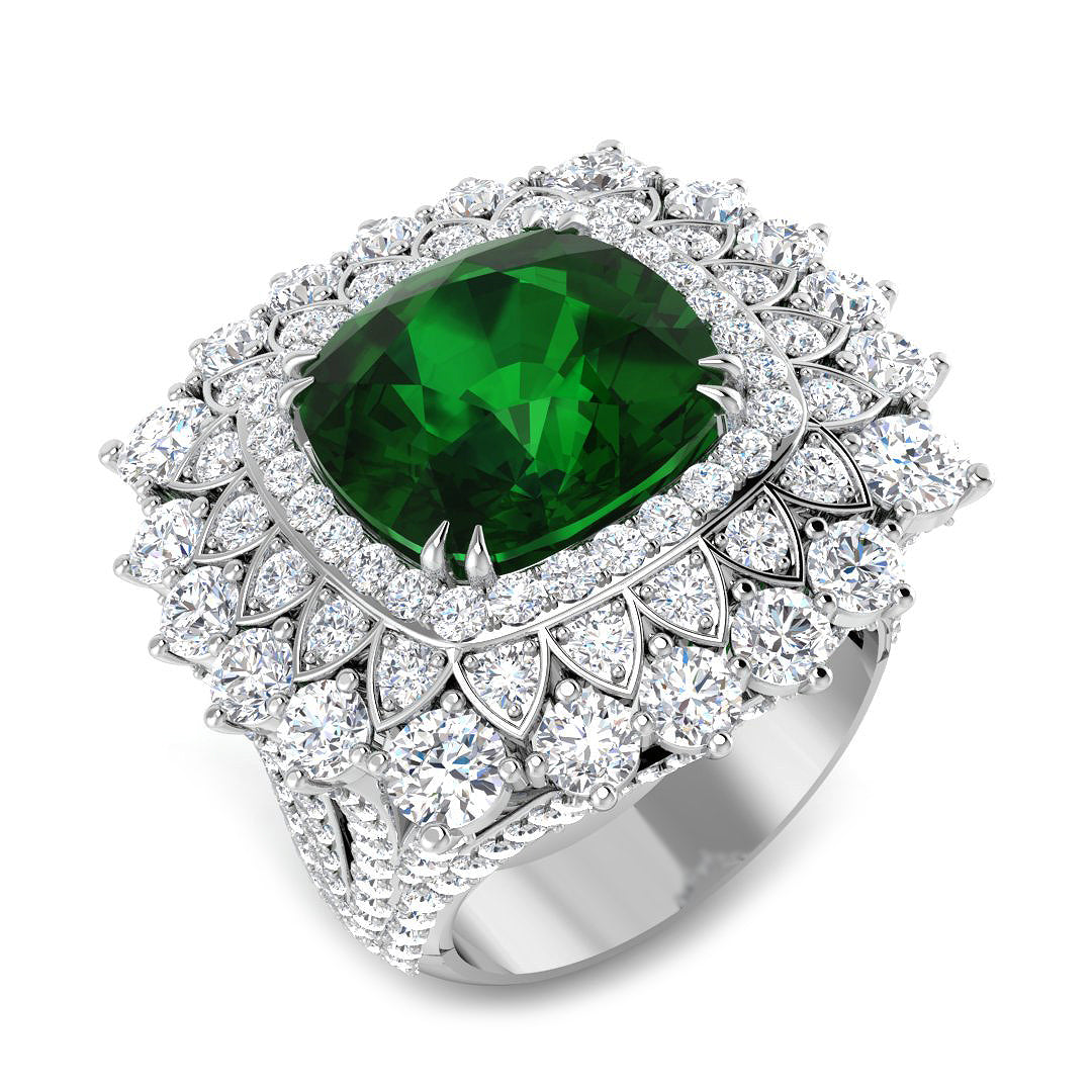 Platinum 10.80ct Laboratory Grown Lab Emerald Ring