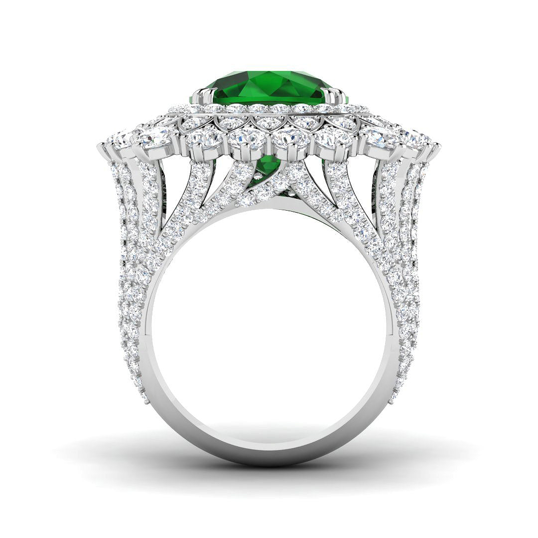 Platinum 10.80ct Laboratory Grown Lab Emerald Ring