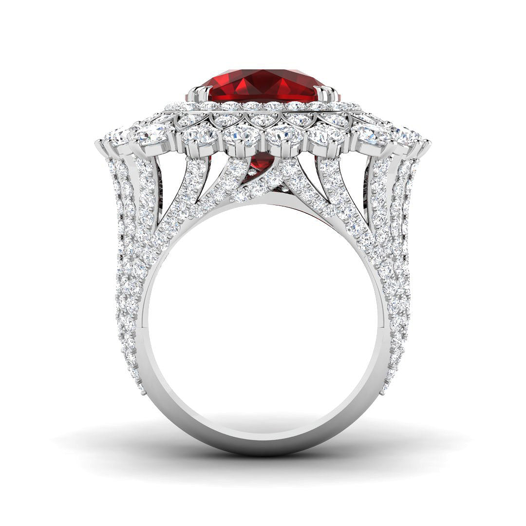 Platinum 13.87ct Laboratory Grown Lab Ruby Ring