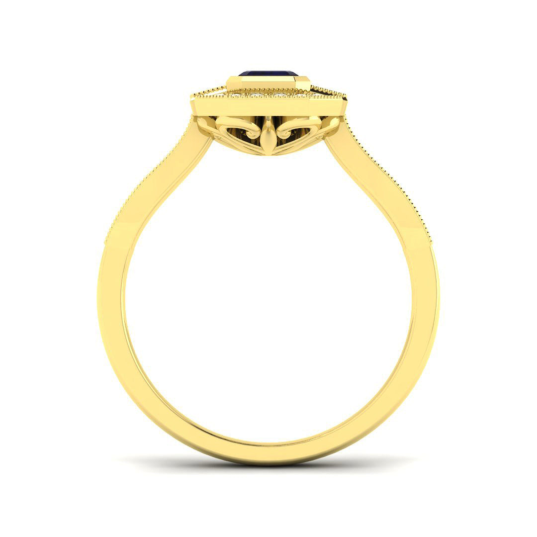 9ct Yellow Gold 0.98ct Blue Sapphire Ring