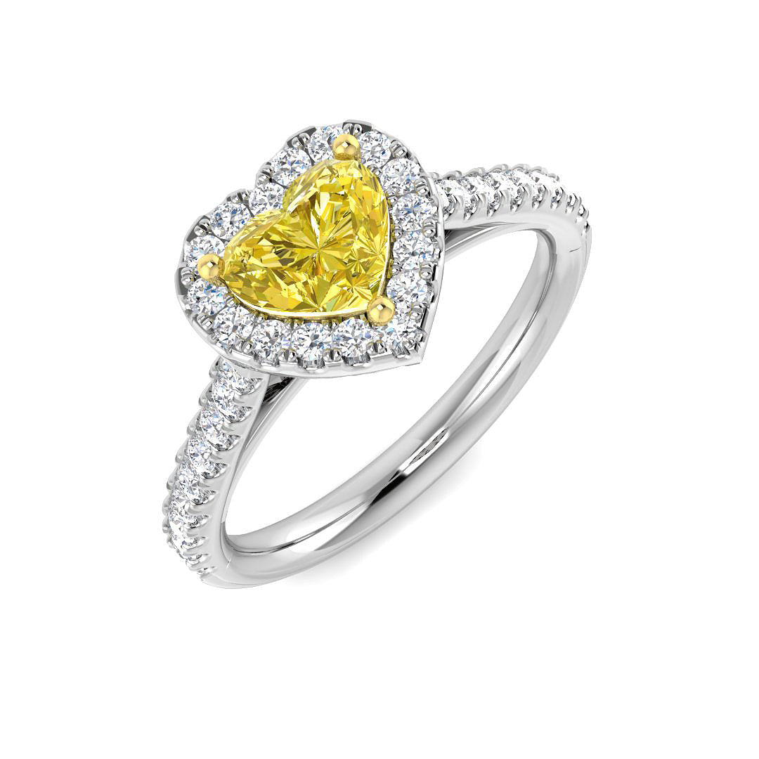 Platinum 1.36ct Yellow Diamond Ring
