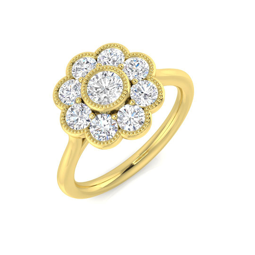 9ct Yellow Gold 0.98ct Laboratory Grown CVD Ring