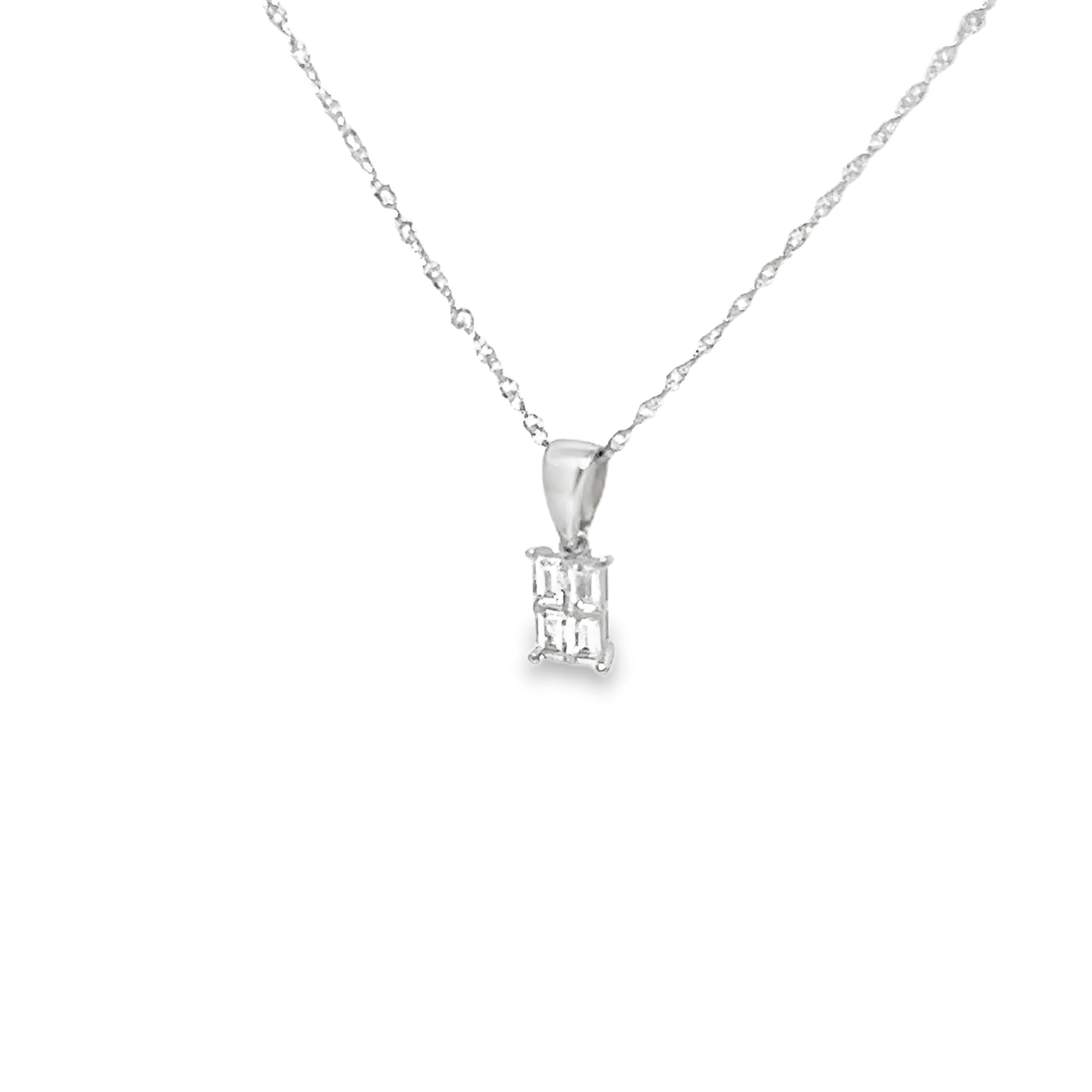 4 Emerald Cut Diamond Illusion Set in 18ct White Gold 0.40ct