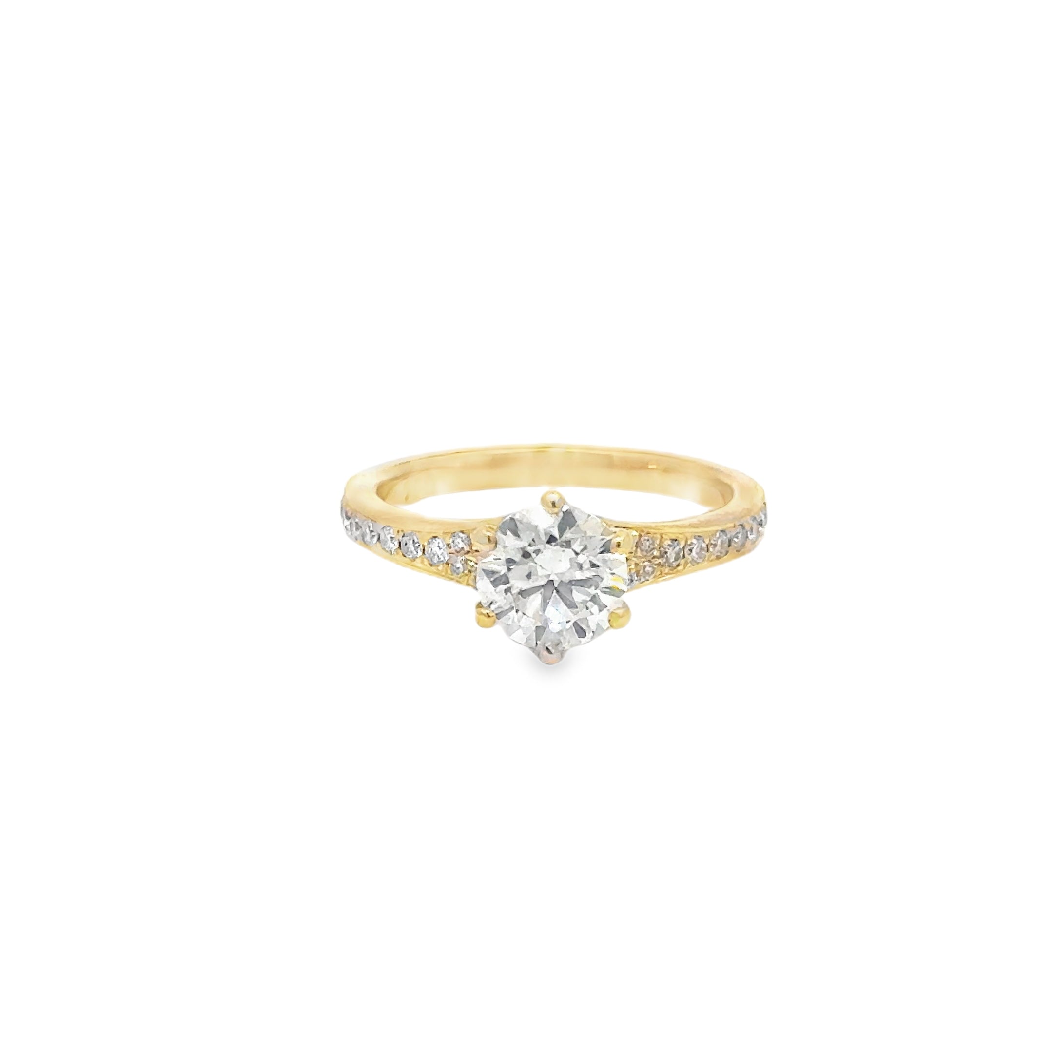1.10ct Lab Grown Round Brilliant Diamond Engagement Ring Set in 18ct Yellow Gold