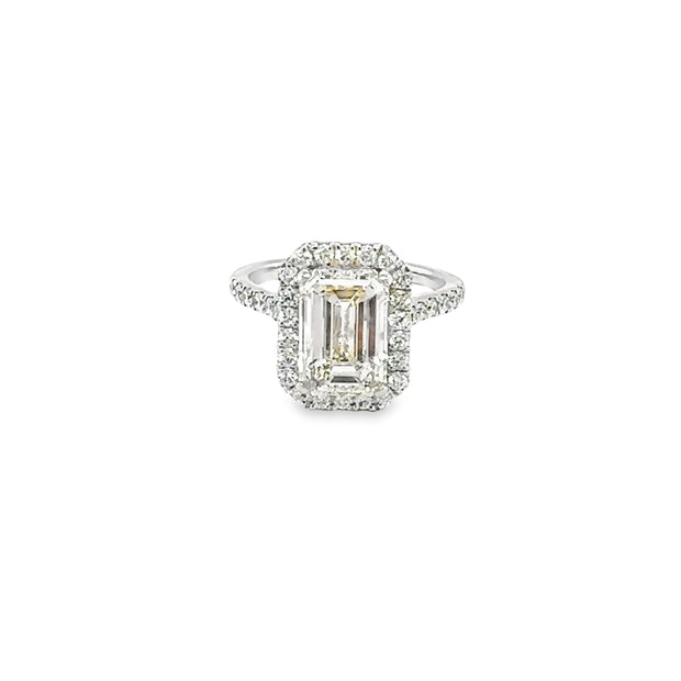 4.11ct Emerald Cut Diamond And Halo Ring