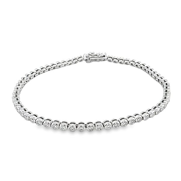 1.00ct H/I-I1 Diamond Bezel Set Tennis Bracelet