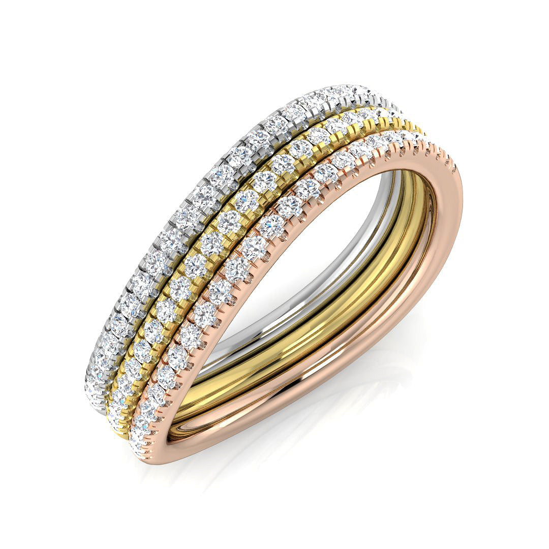 18ct Three-Tone Gold 0.28ct G SI1 Diamond Ring