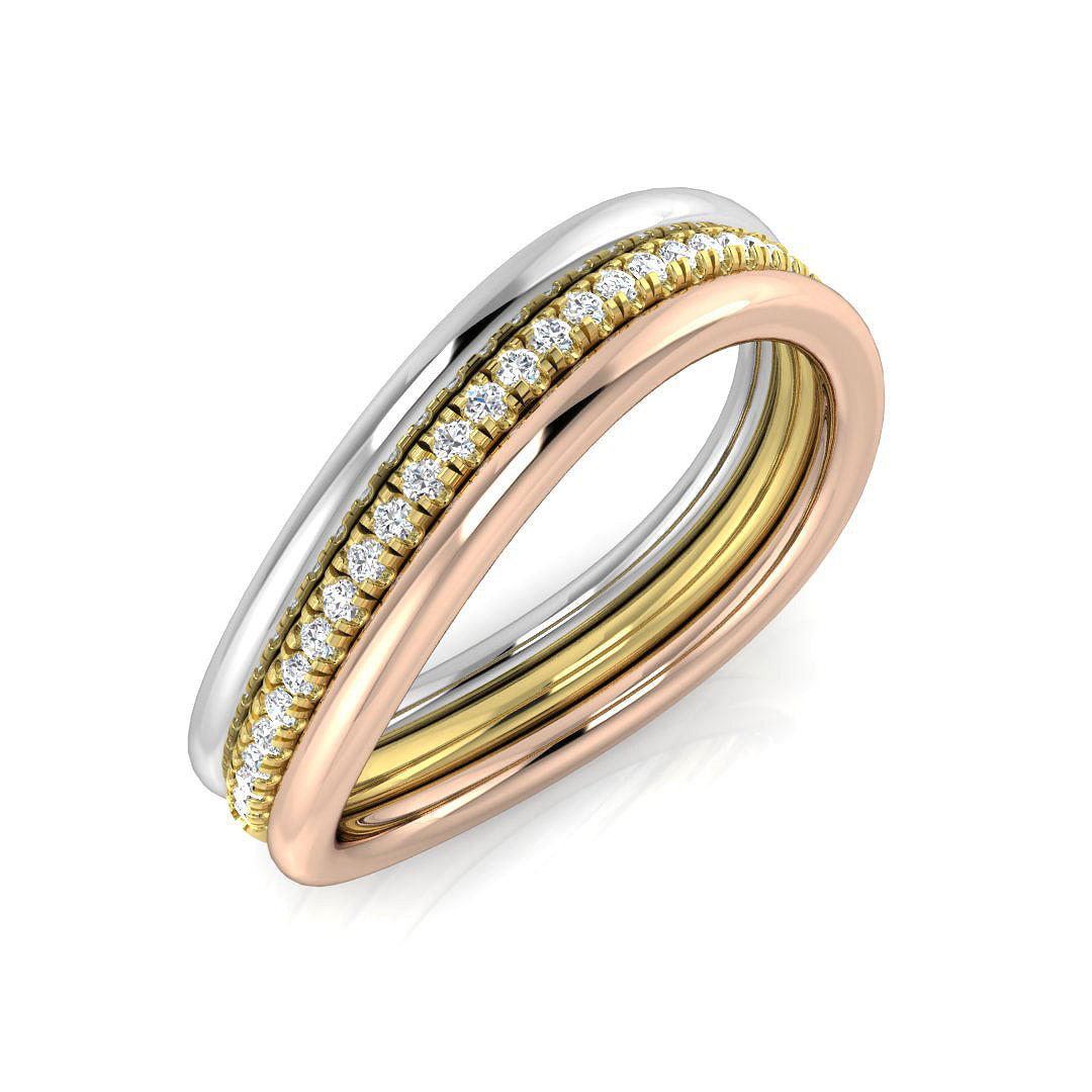 18ct Three-Tone Gold 0.10ct G SI1 Diamond Ring