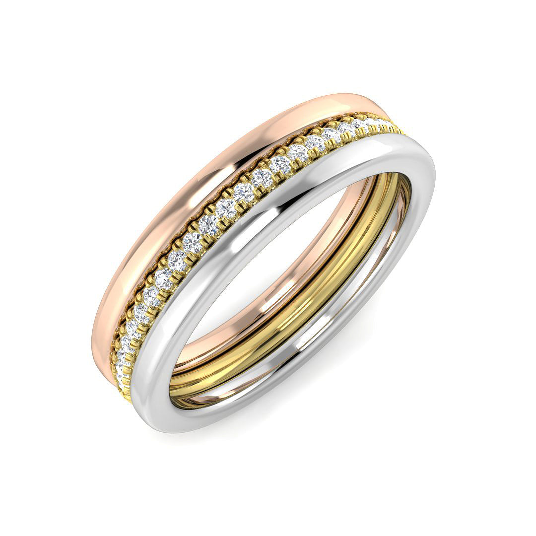 18ct Three-Tone Gold 0.10ct G SI1 Diamond Ring