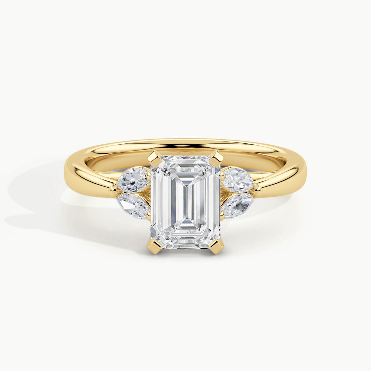 Yellow Gold, Emerald, down view