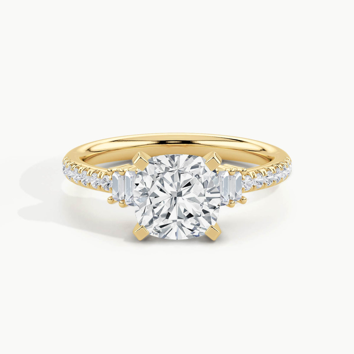 Yellow Gold, Cushion, down view