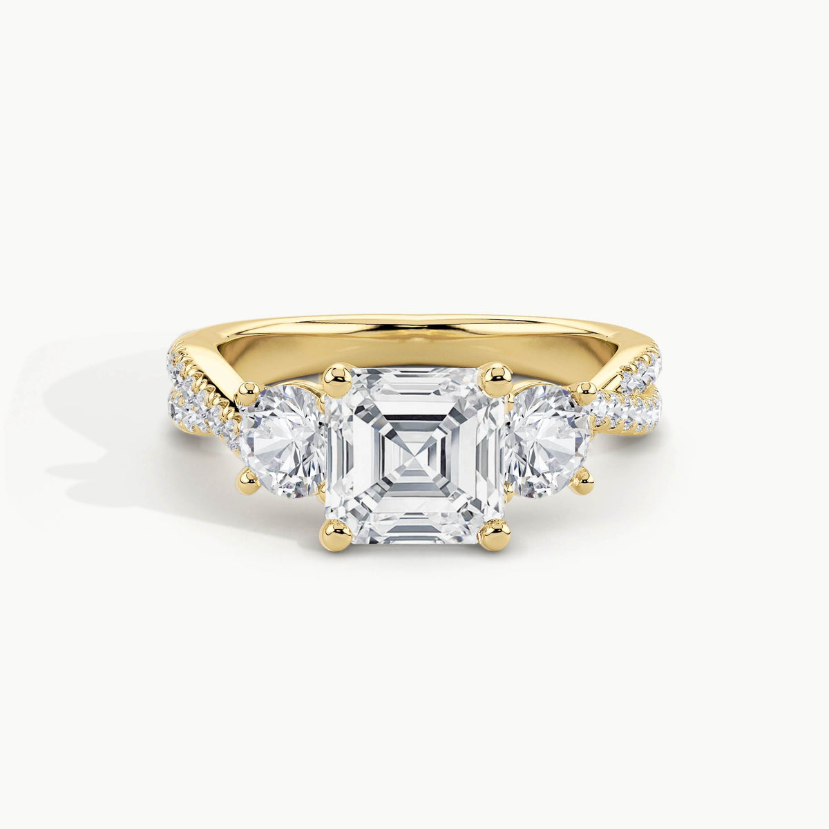 Yellow Gold, Asscher, down view