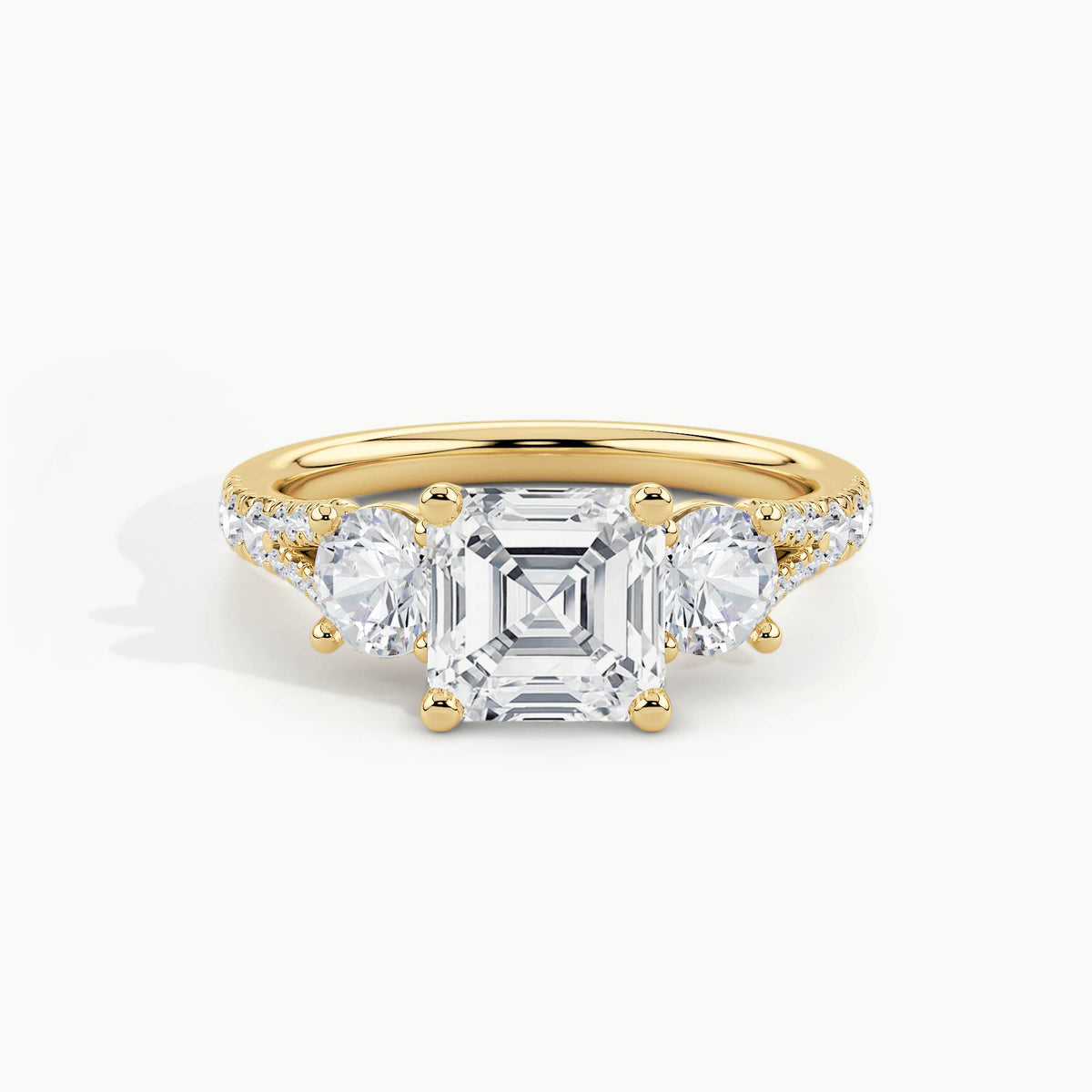 Yellow Gold, Asscher, down view