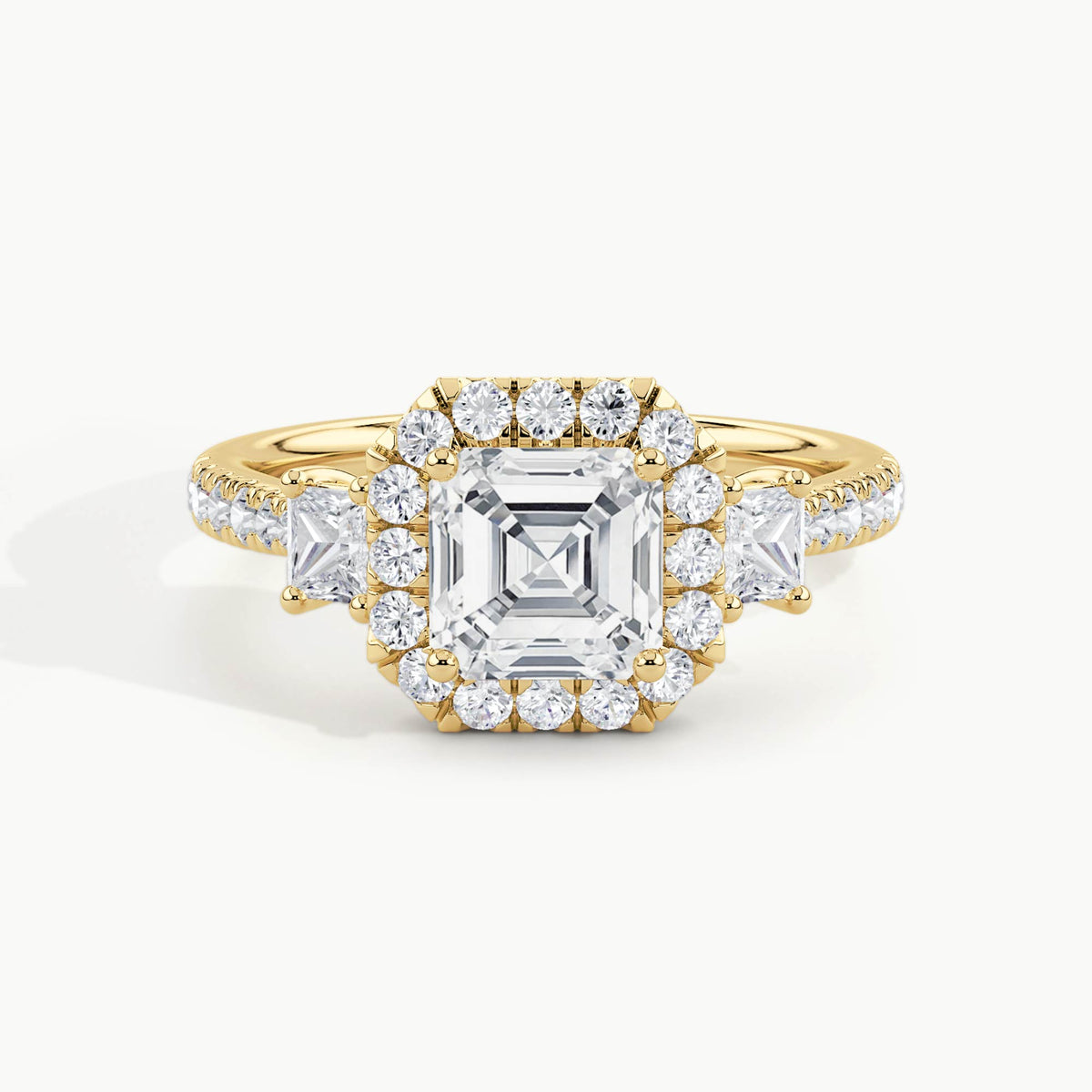 Yellow Gold, Asscher, down view