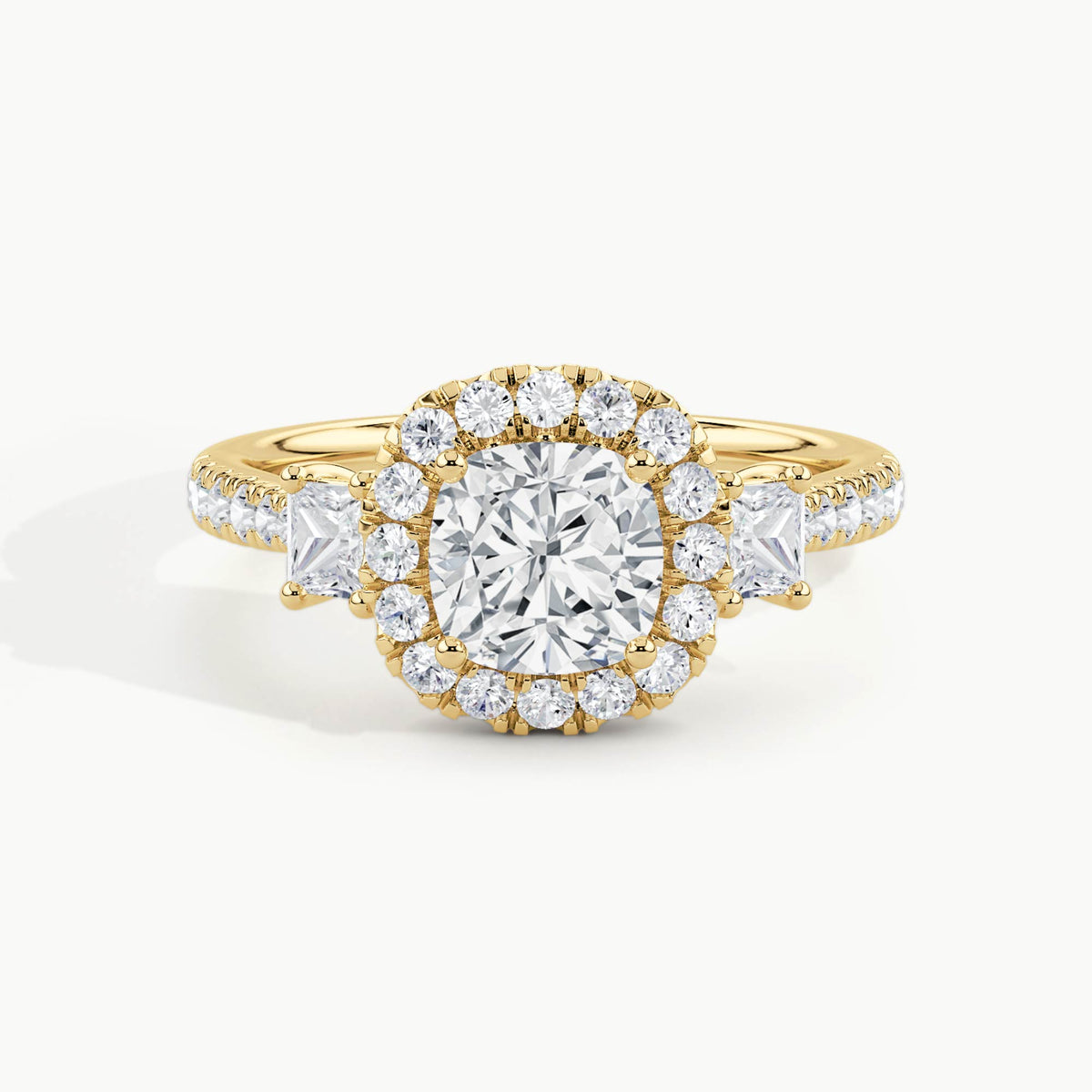 Yellow Gold, Cushion, down view