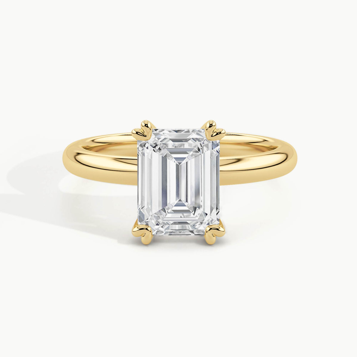 Yellow Gold, Emerald, down view
