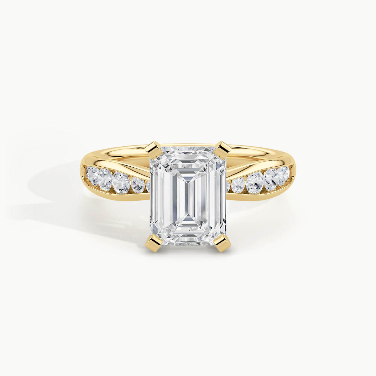 Yellow Gold, Emerald, down view