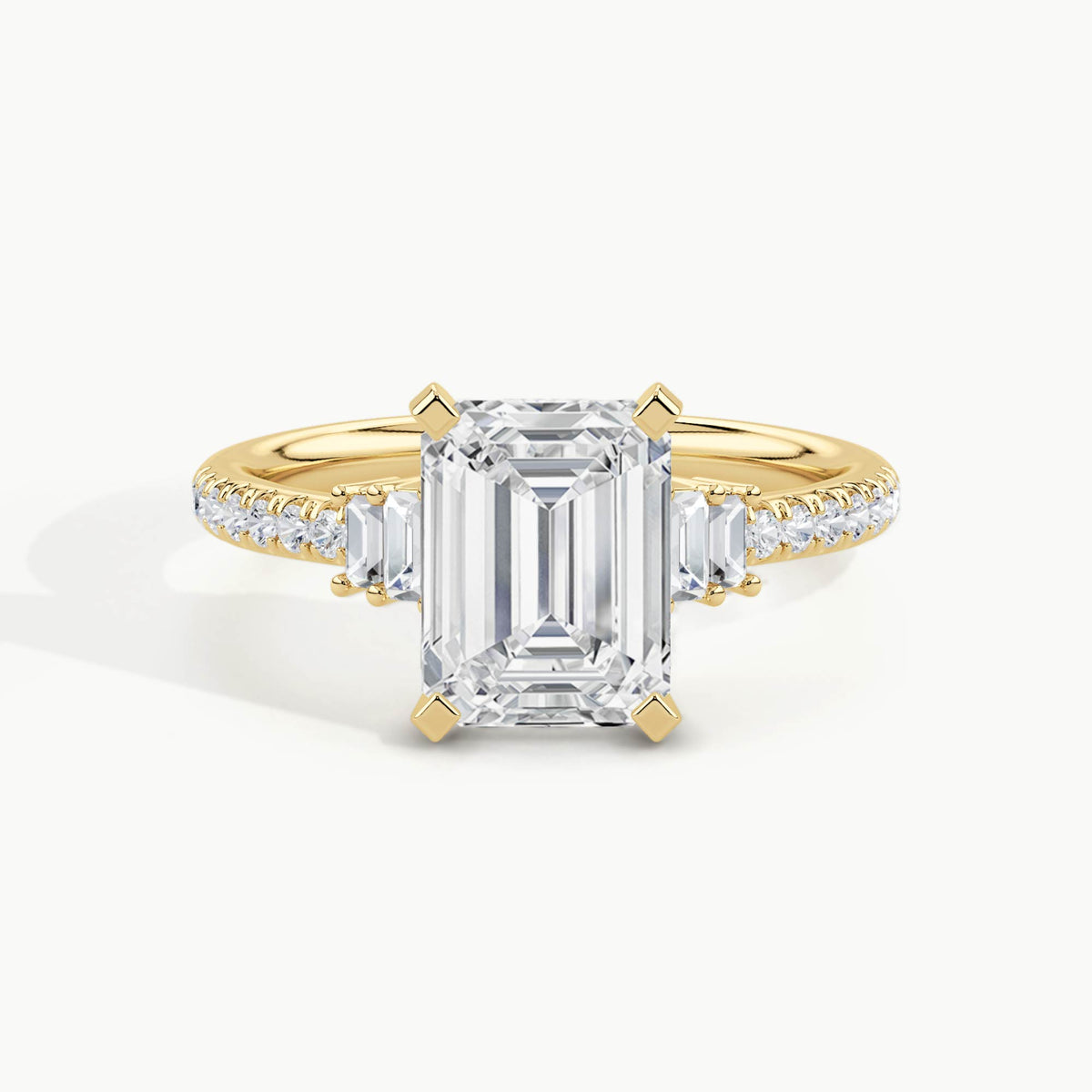 Yellow Gold, Emerald, down view