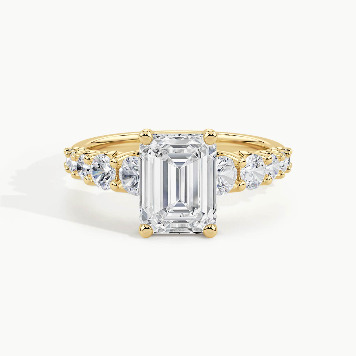 Yellow Gold, Emerald, down view
