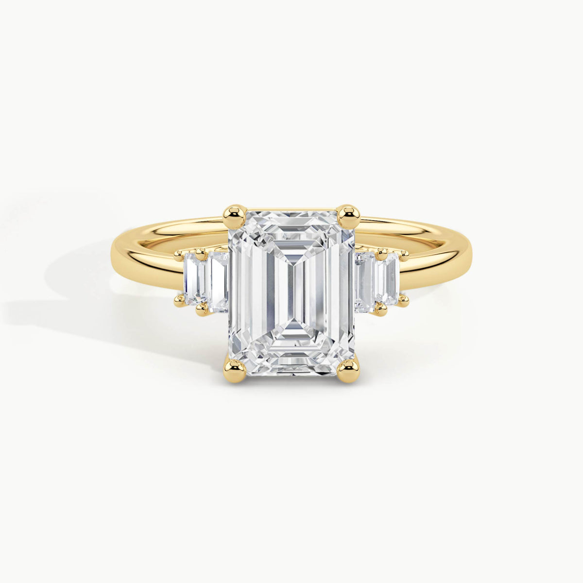 Yellow Gold, Emerald, down view