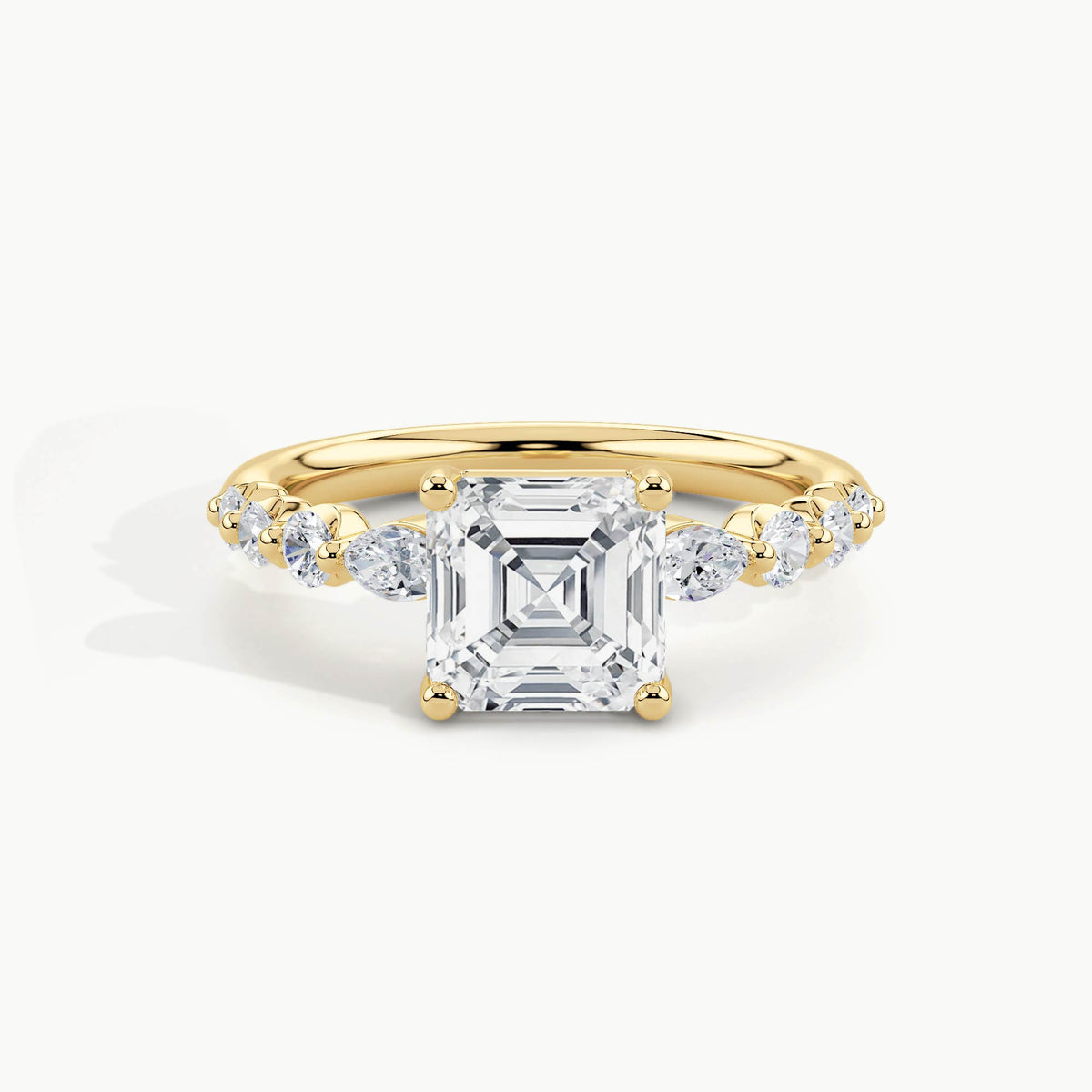 Yellow Gold, Asscher, down view