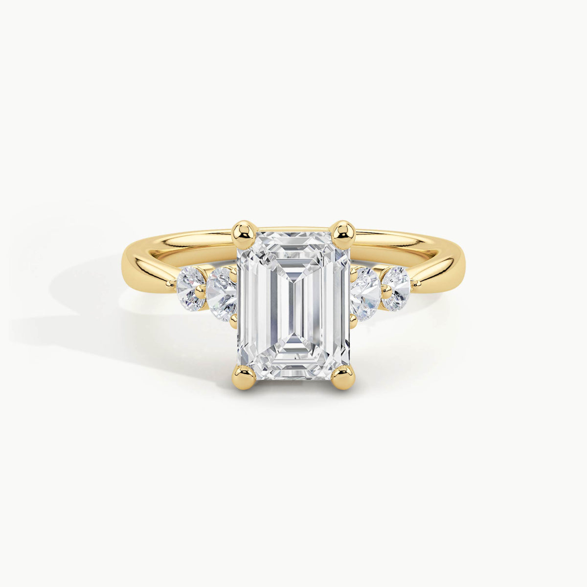 Yellow Gold, Emerald, down view