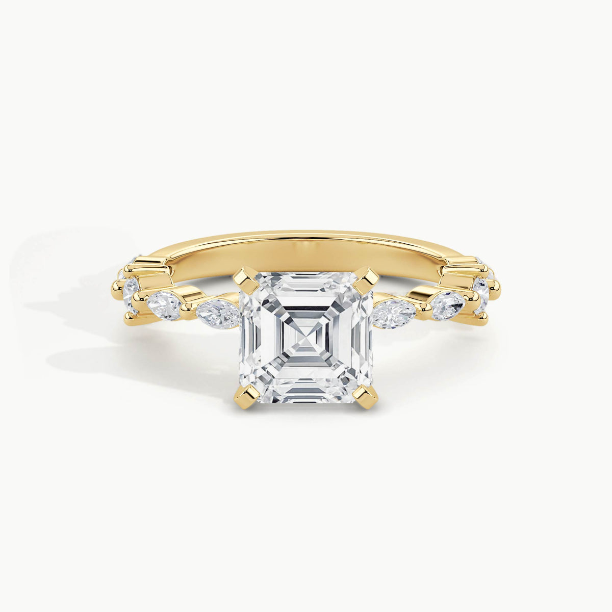 Yellow Gold, Asscher, down view