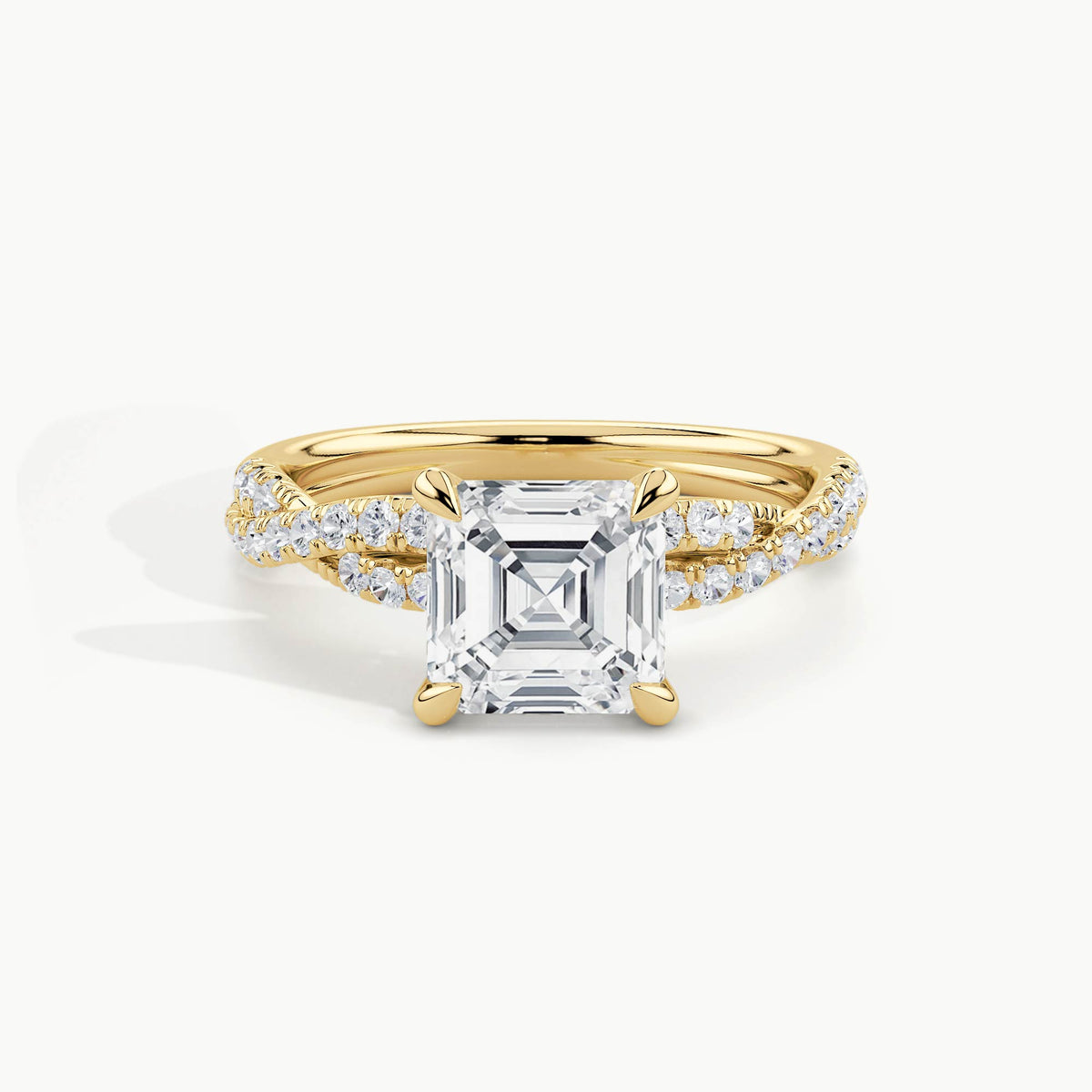 Yellow Gold, Asscher, down view